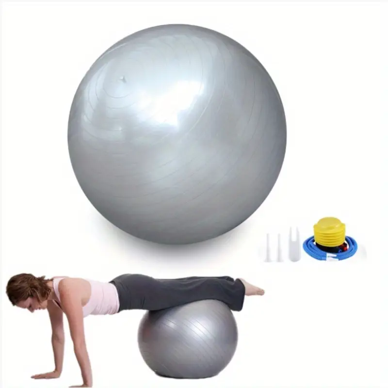 Gray Yoga Balance Ball with Air Pump - Image 2